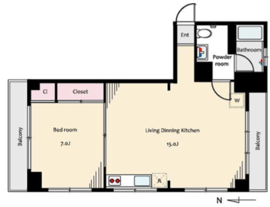 アクアコート麻布十番 間取り画像